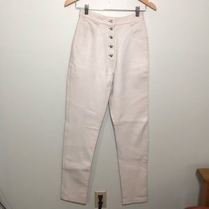 Cache white leather high rise pants fit like small 2